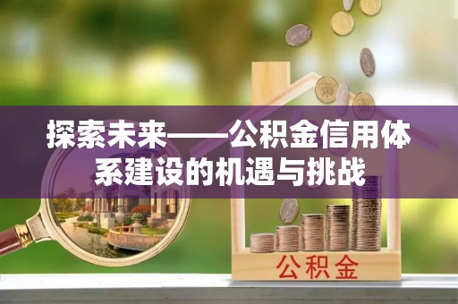 祁阳探索未来——公积金信用体系建设的机遇与挑战
